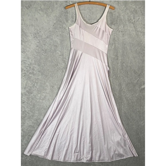Dresses & Skirts - Vintage Lavender‎ Satin Maxi Slip Dress Lace Trim Purple Ethereal Dainty Size S